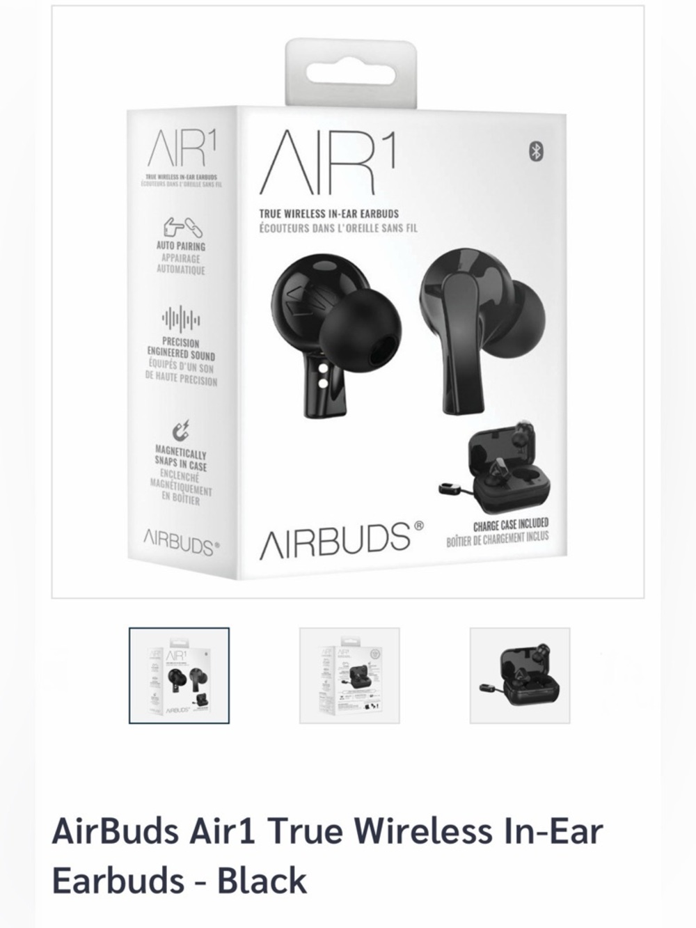 *new* AIR1 AirBuds True Wireless In-Ear Earbuds - Black